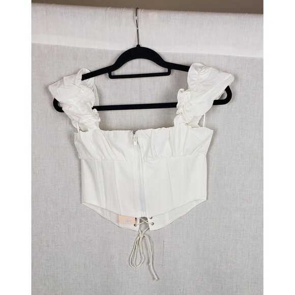 Europa The Label Corset Top S White MilkMaid Cottagecore Peasant Little Bo Peep - Picture 2 of 12